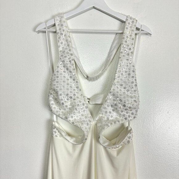 MAC DUGGAL Sequin Sheath Gown in White Size US 10 - Picture 3 of 8